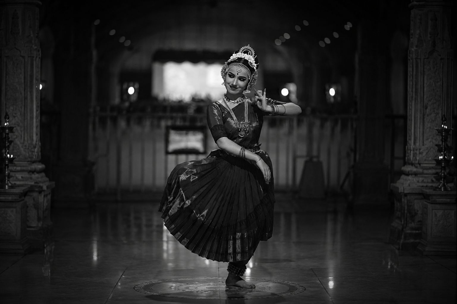 Dancers of Prathibha School of Dance performing on stage